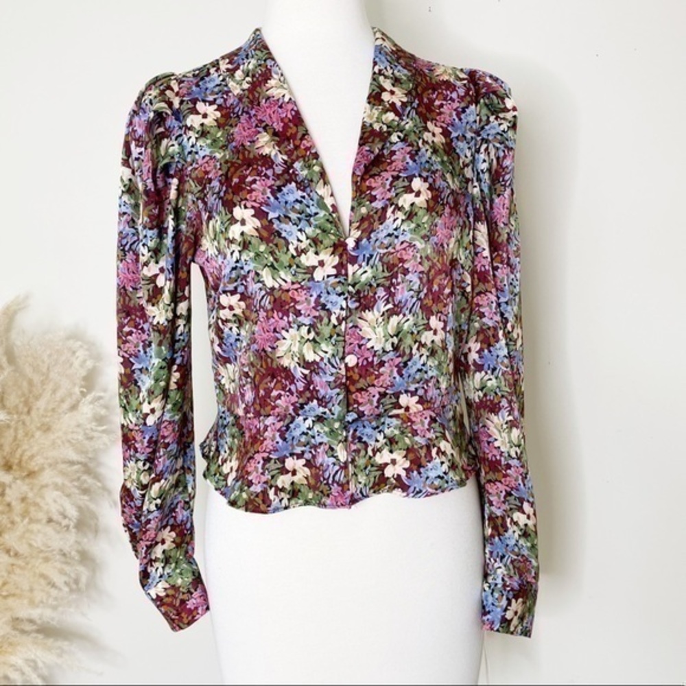 NWT Zara Floral front button top